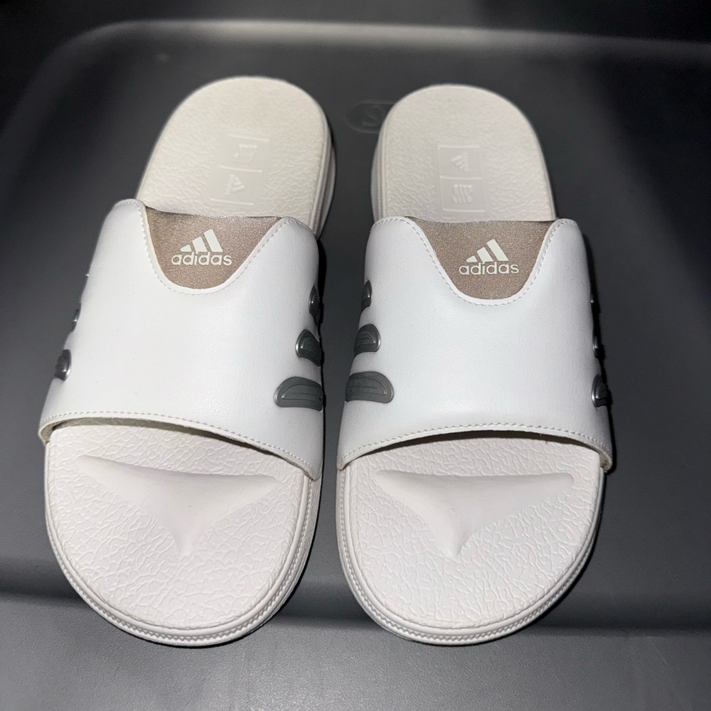 Adidas White Tour Slide Sandals